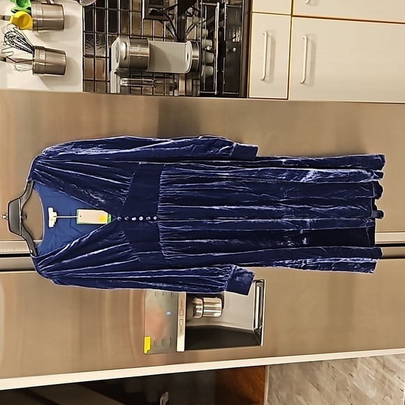 💕BODEN💕 Velvet Midi Party Tea Dress ~ Sea Blue US 8 NWT - Picture 9 of 16